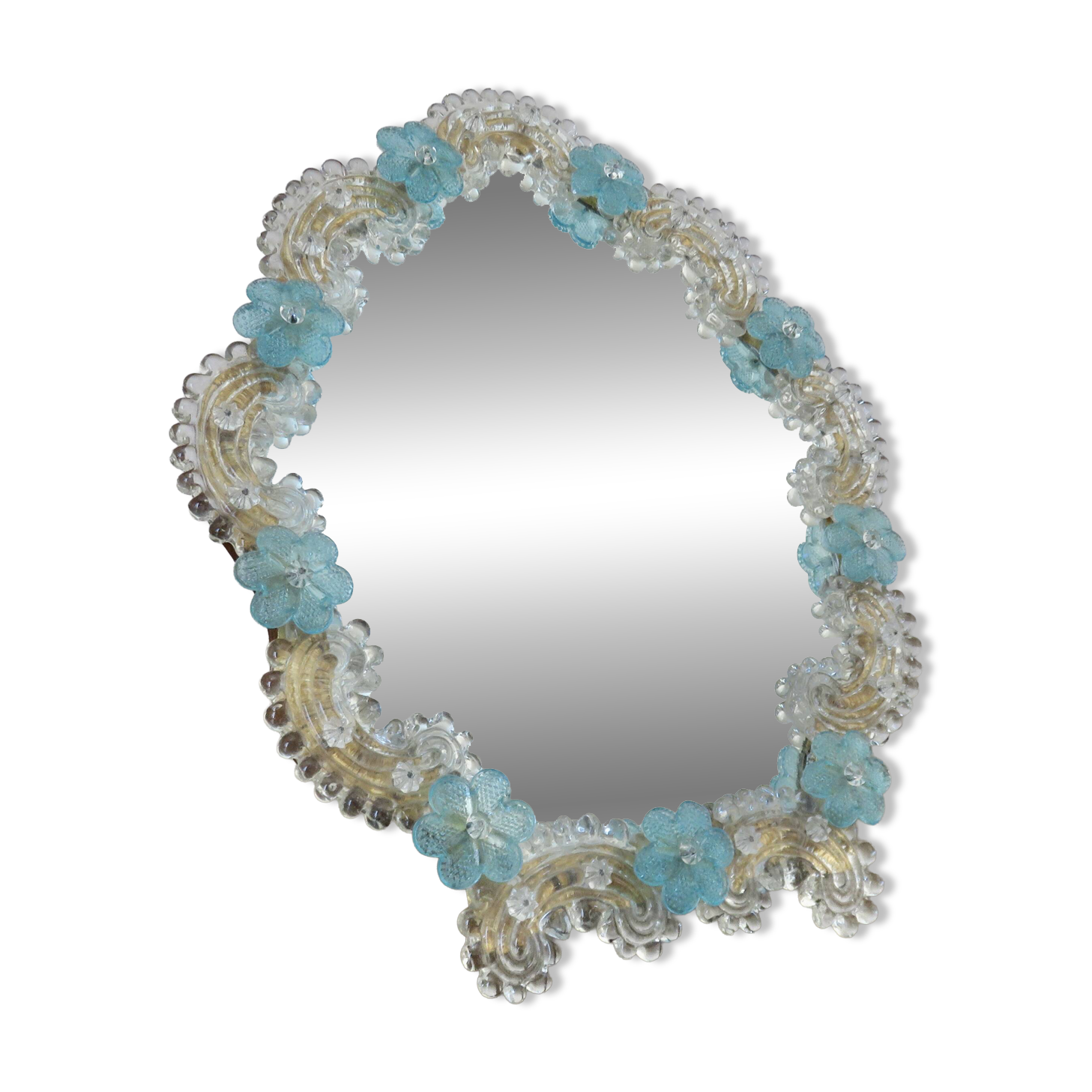 Venetian mirror made of Murano glass, for standing or hanging, 1950.