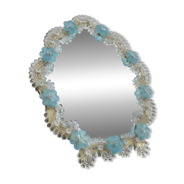 Venetian mirror made of Murano glass, for standing or hanging, 1950.