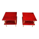 Pair of lacquered goatskin side tables by Aldo Tura, 1960s