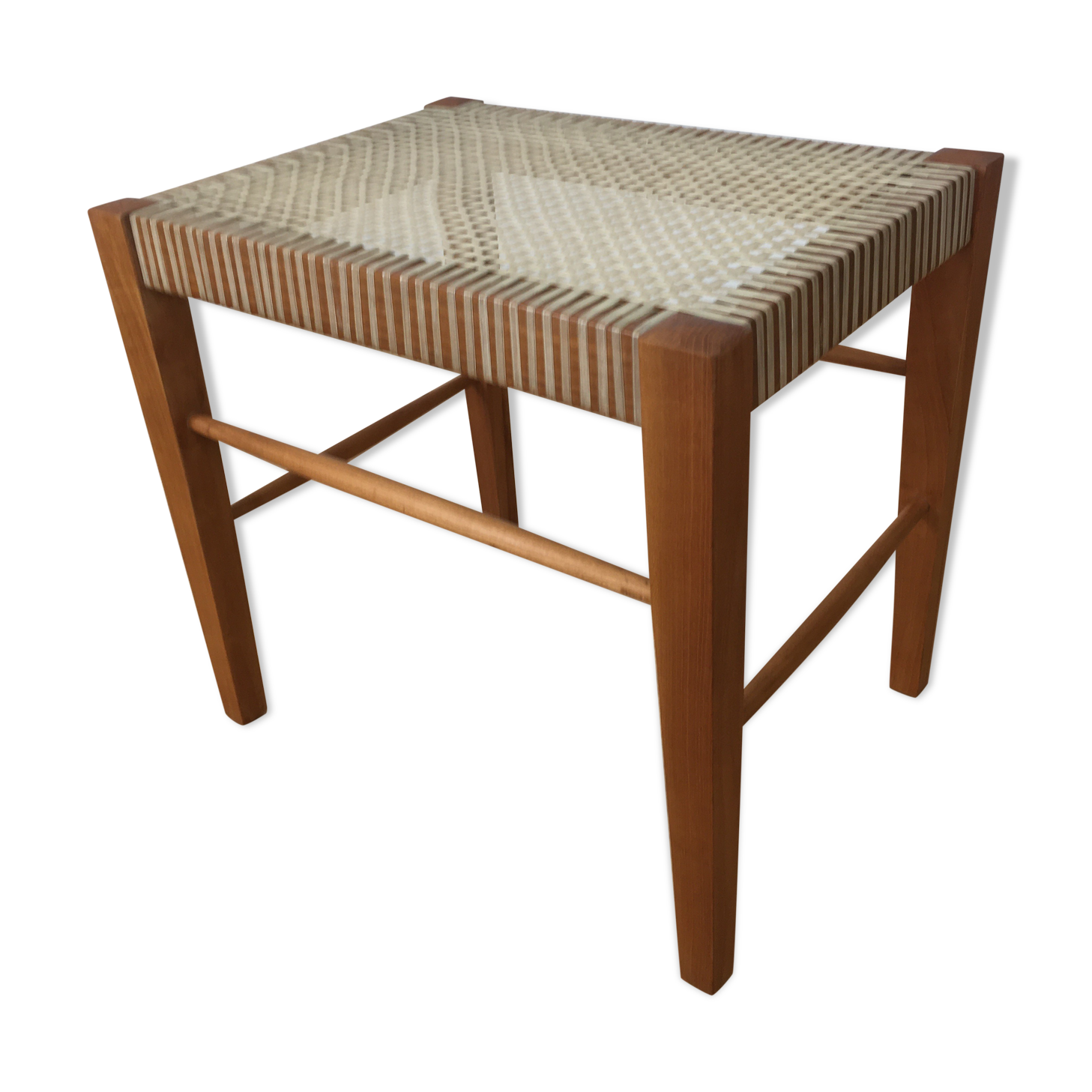 60s modernist stool, canning and wood