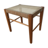 Tabouret moderniste années 60 cannage et bois