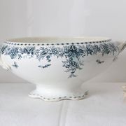 Terre de Fer tureen or salad bowl, Onnaing earthenware, Stella motif, French manufacture