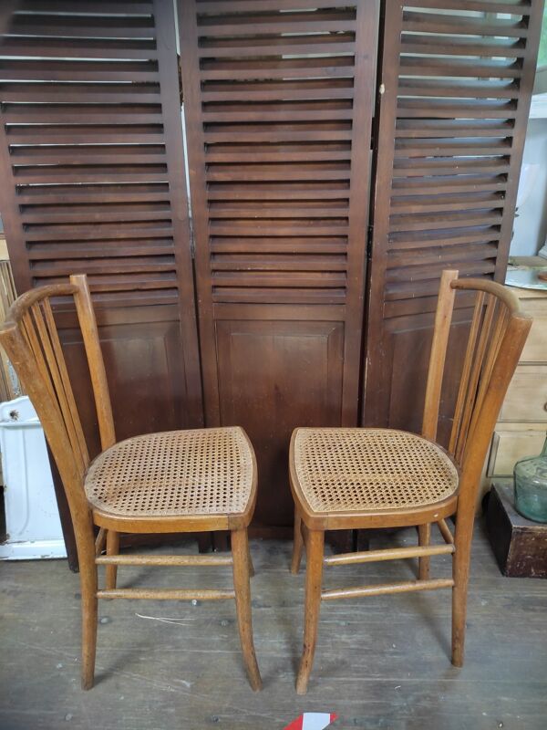 Chaises bois bistrot barreaux cannage