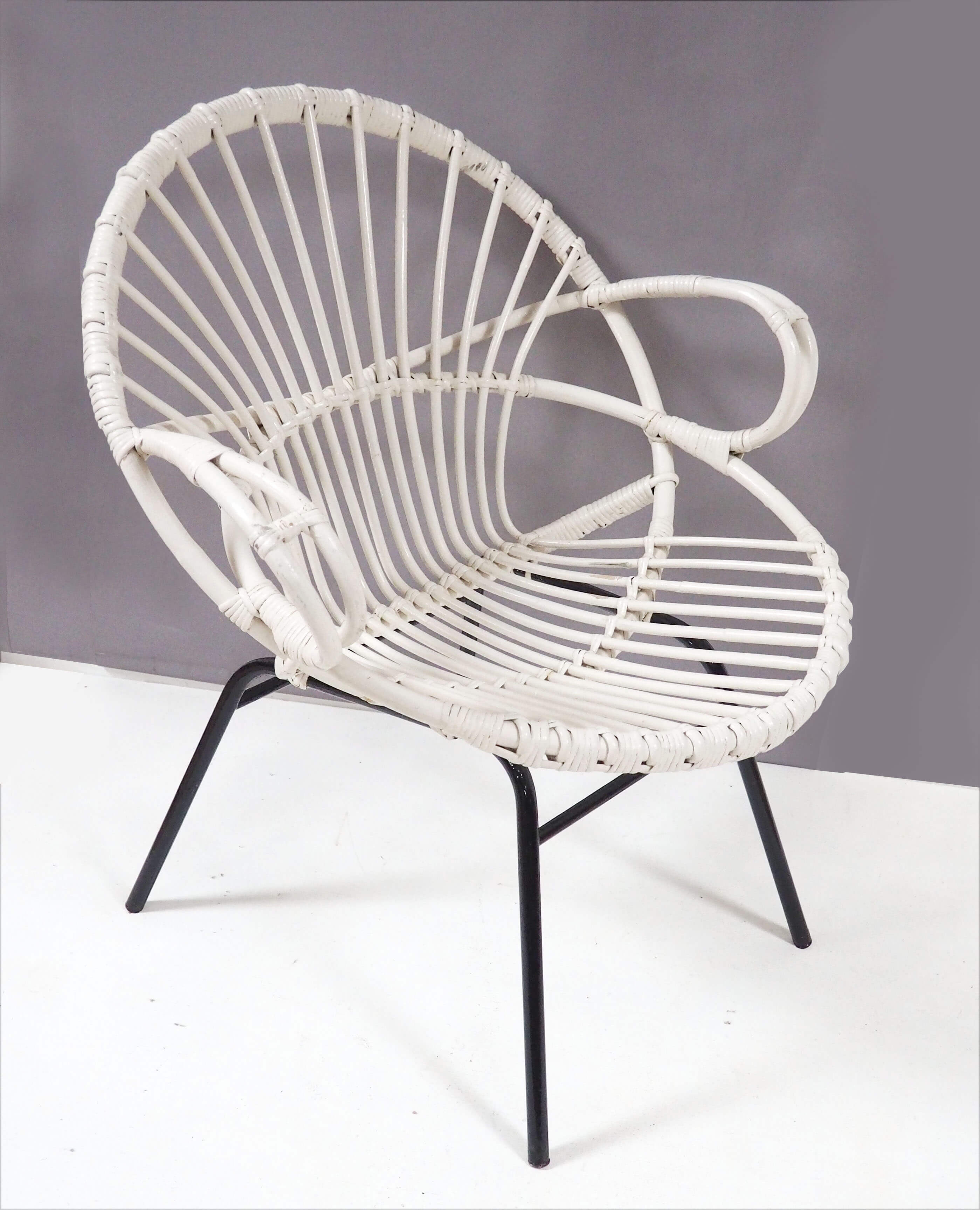 Fauteuil rotin blanc
