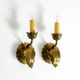 Two beautiful original Mid Century Modern floral wall lamps made of brass w