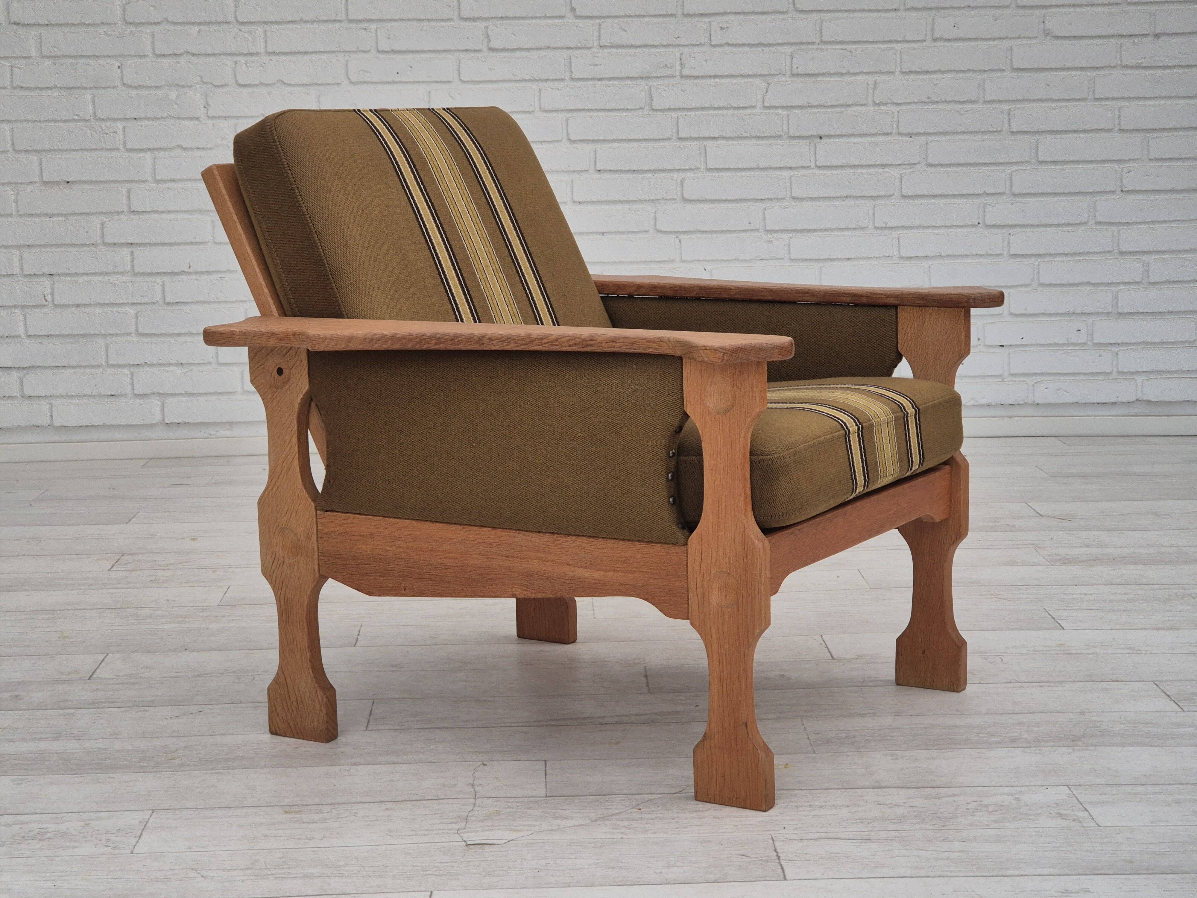 1970s, Danish design, club chair, original very good condition, furniture wool fabric.