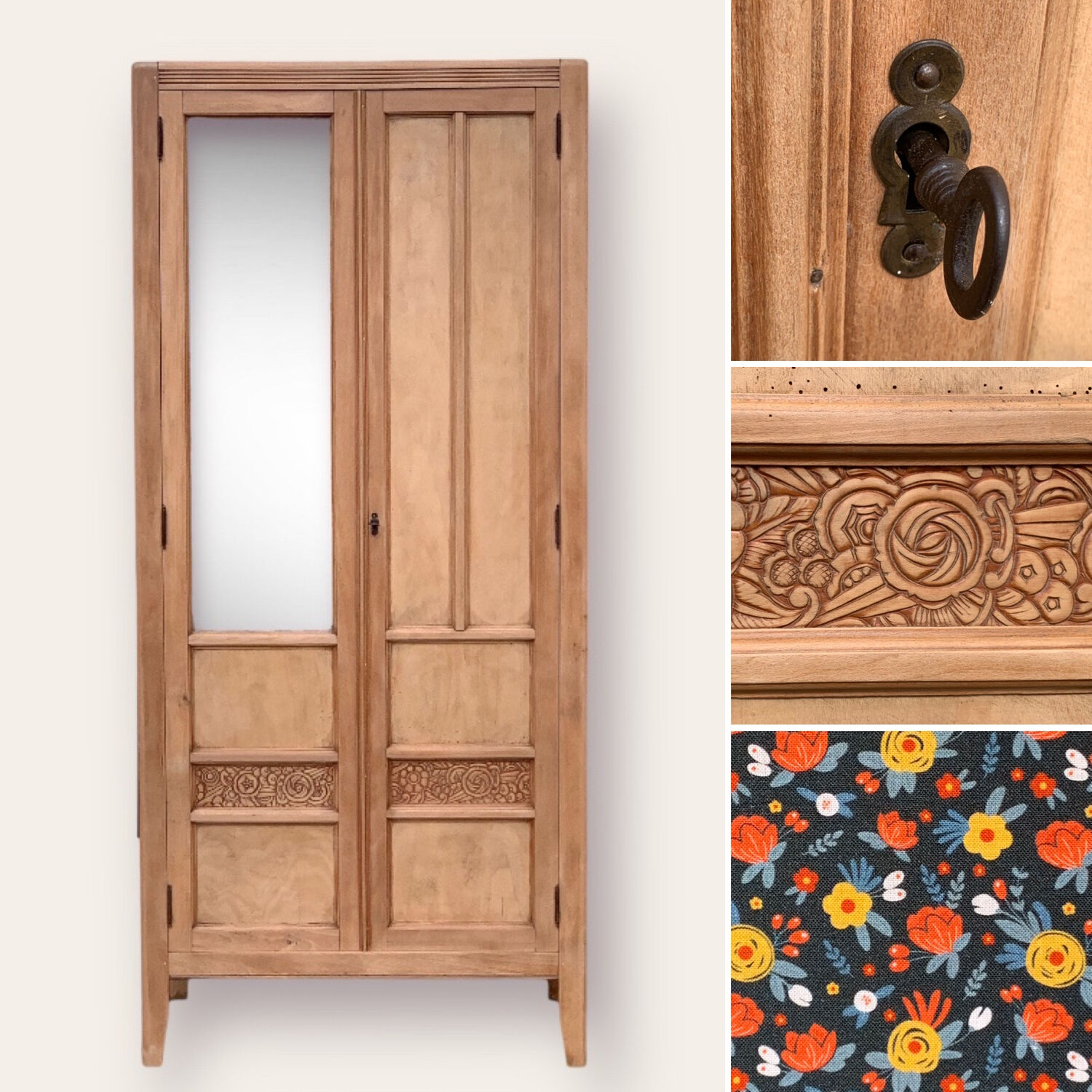 Parisian art deco cabinet 1930 raw wood