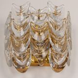 Pair of wall sconces in gilded brass and crystal, Sciolari design, Palwa, Germany, 1960s.