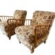 Set of 2 vintage wooden armchairs / club chairs