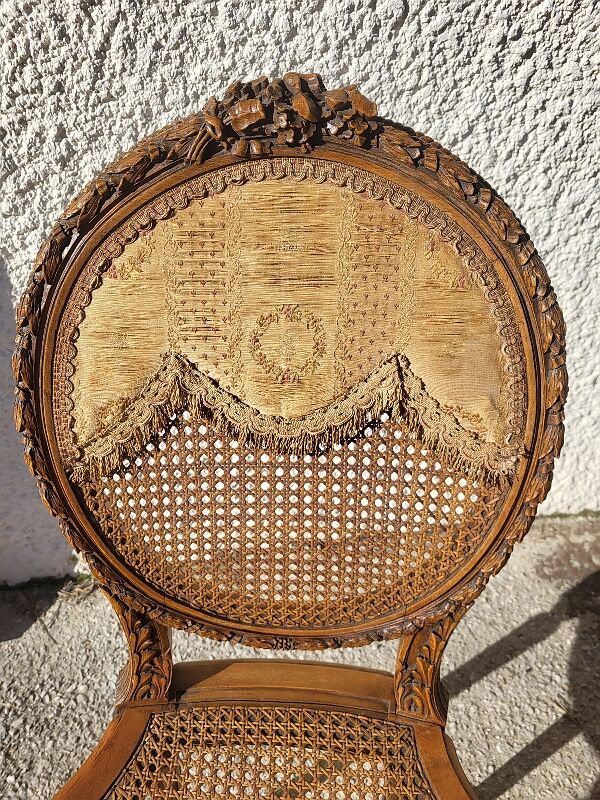 Canape bench 2 chairs louis xvi walnut canning