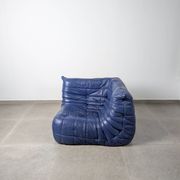 Michel Ducaroy Ligne Roset Blue Leather Togo Corner Sofa France 1980s