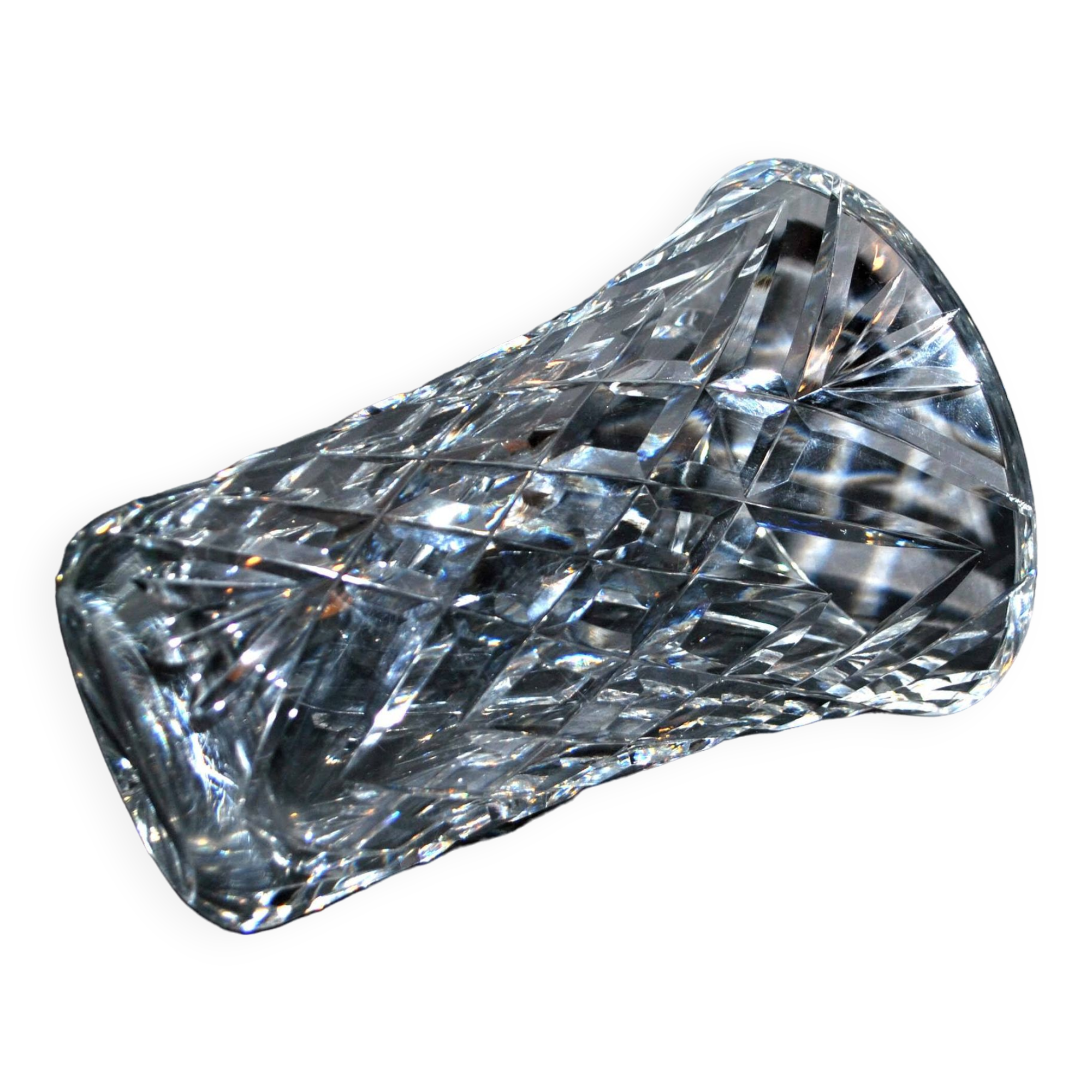 Vintage flared vase in cut crystal signed crystalworks crisgar 1950-1960