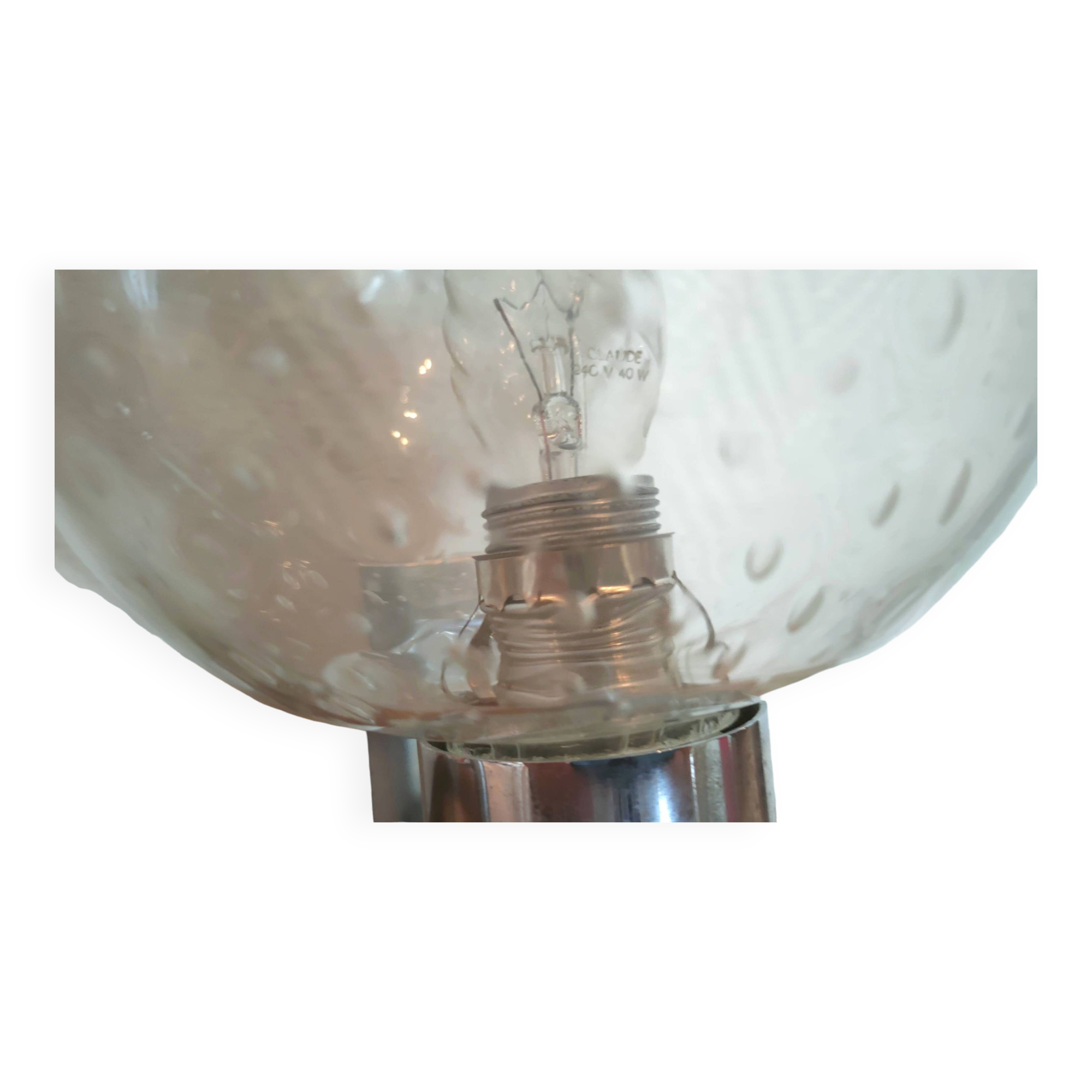 Pair of bubbled glass and inox wall lamps Doria Leuchten design 70s