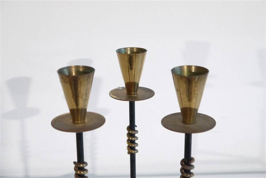 Swedish metal and brass candle holder by Nils Johan 1970