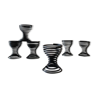 80's egg cups spiral black, set of 6