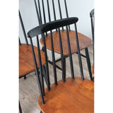 Series of 6 vintage wooden chairs circa 1960