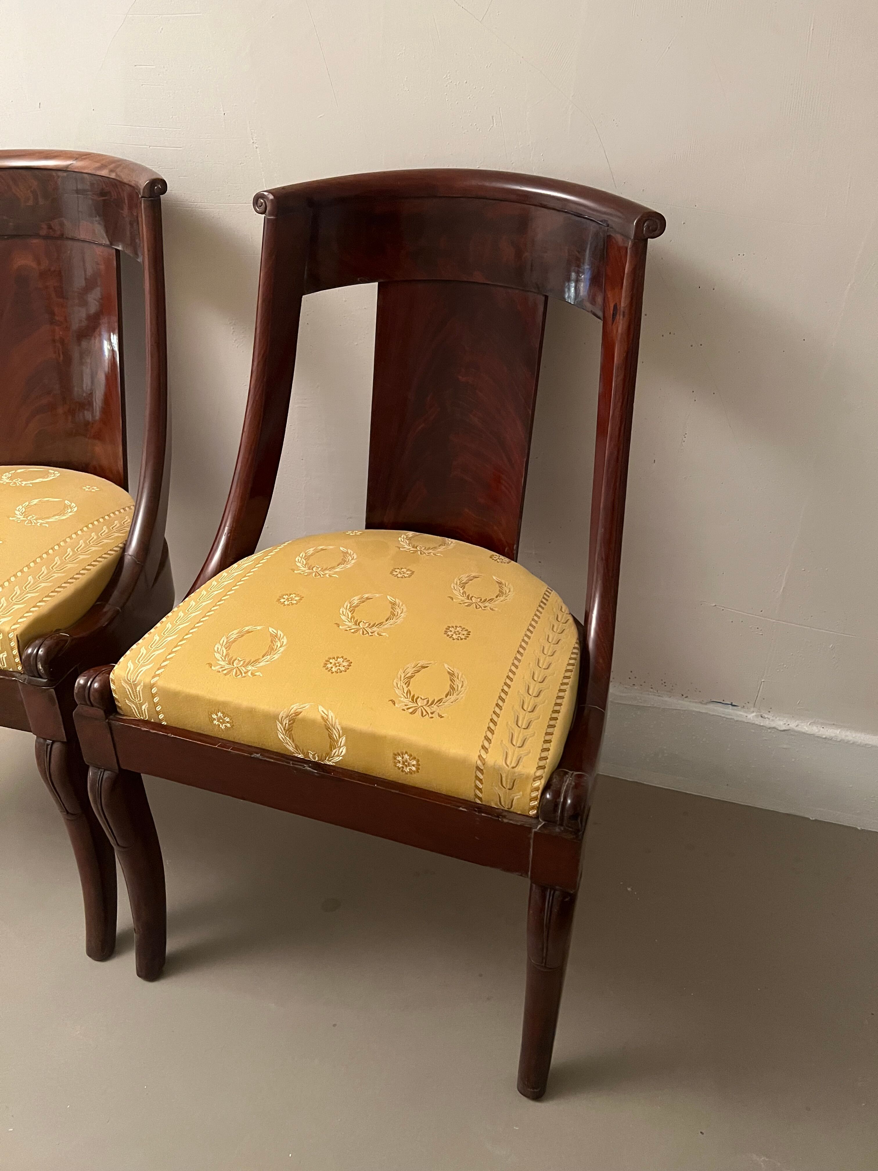 Pair of mahogany empire chairs