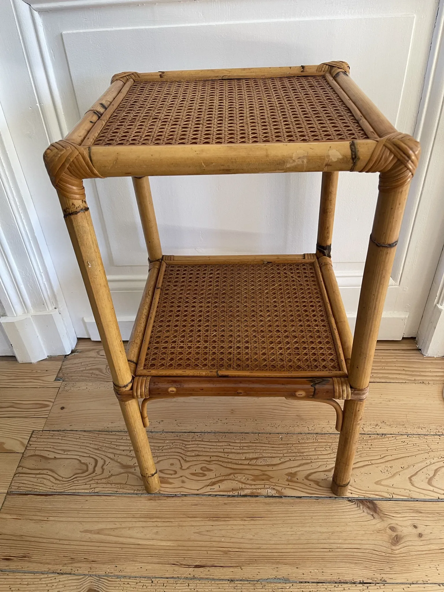 Vintage bamboo and rattan shelf