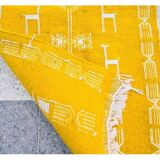 Tapis jaune et blanc fait main 72x128cm