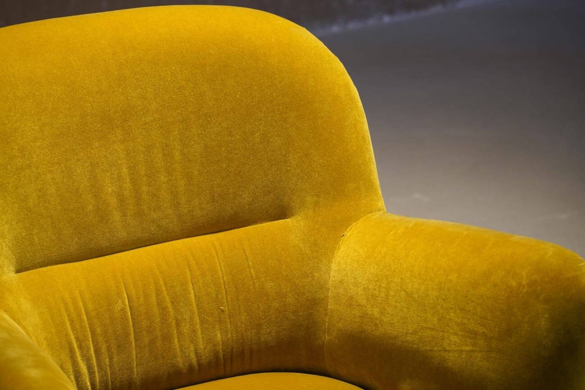 Vintage yellow velvet armchair, France 1960s
