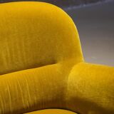 Vintage yellow velvet armchair, France 1960s
