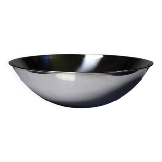 Polished stainless steel salad bowl, minimalist design, 1970s-1980s.