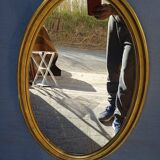 Miroir bois doré epoque 1960 ovale