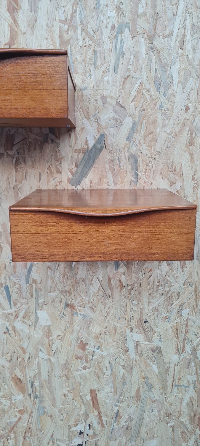 Pair of teak hanging bedside tables