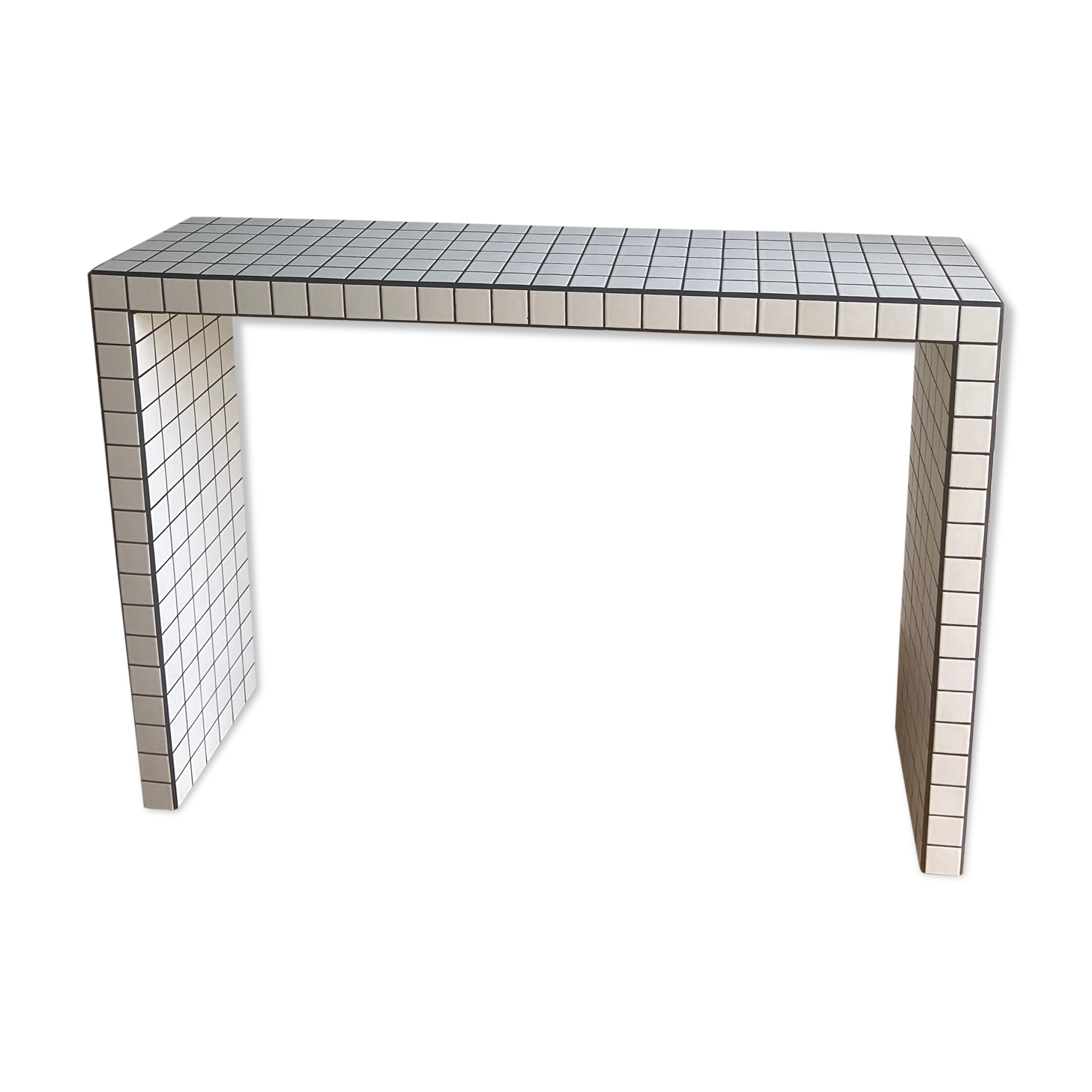 Tile console ceramic mosaic white black