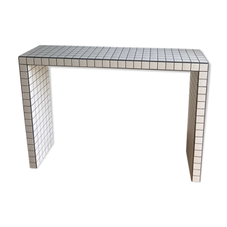 Tile console ceramic mosaic white black