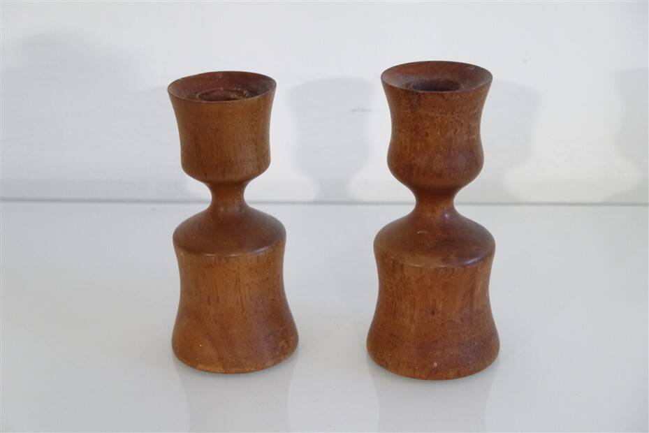 Pair of Danish teak candlesticks 1960
