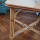 Table d'appoint vintage en rotin et bambou