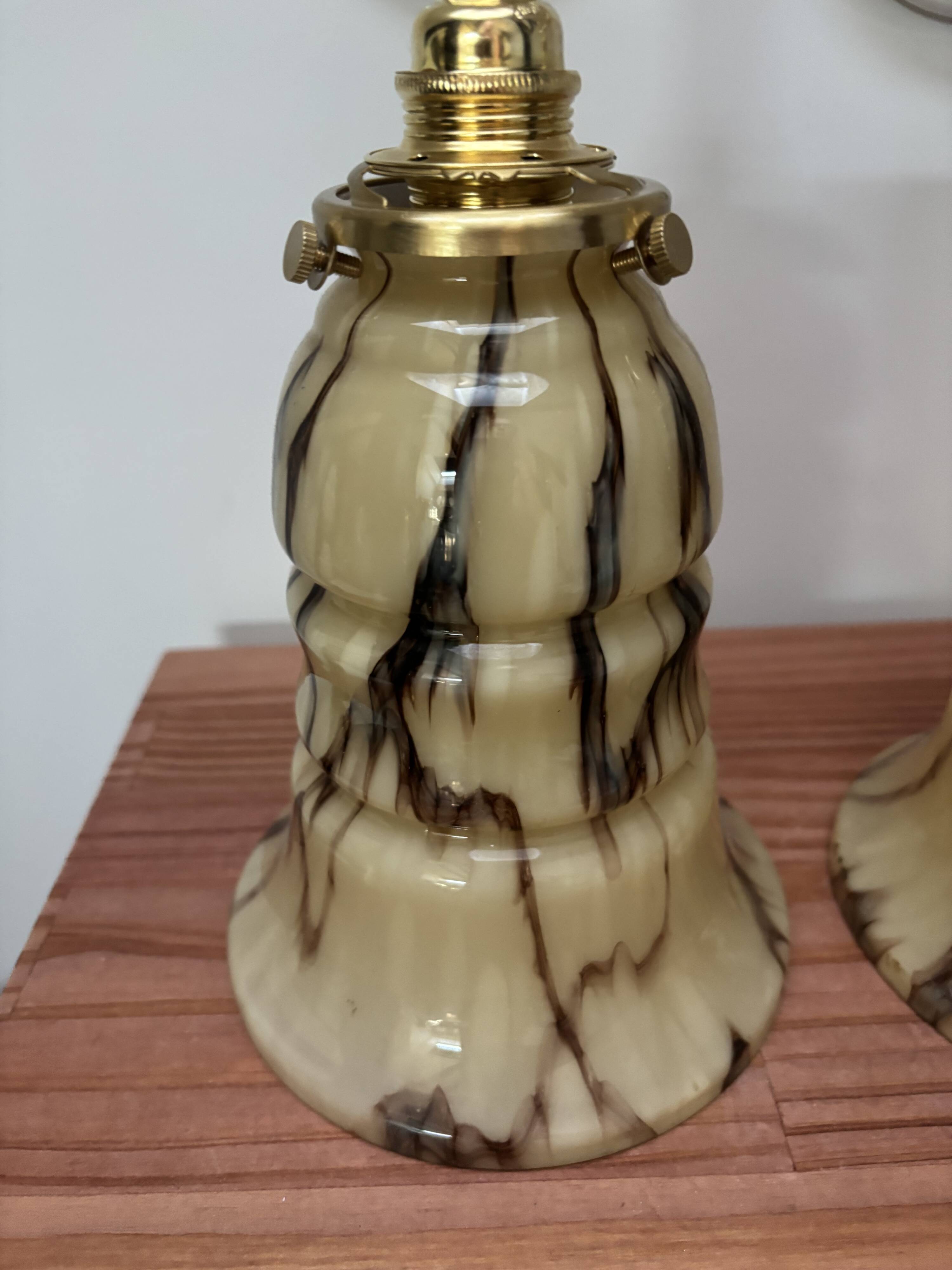 Pair of vintage marbled opaline wall sconces