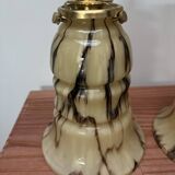 Pair of vintage marbled opaline wall sconces