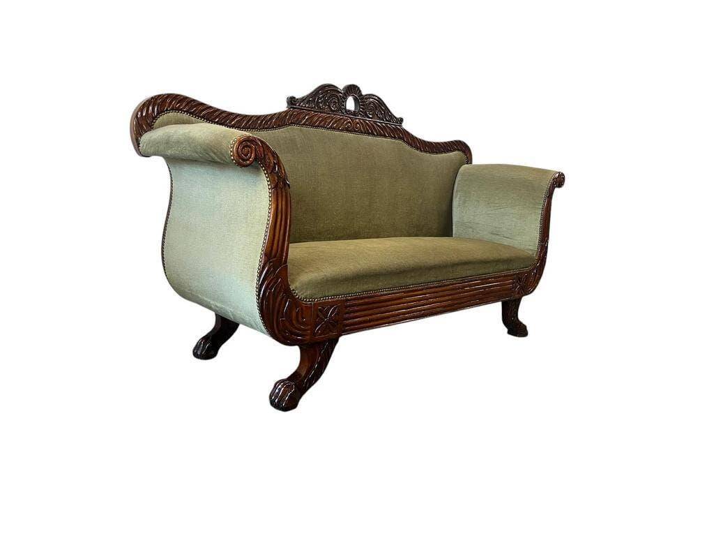 Vintage green baroque sofa / two-seater sofa