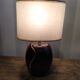 Bedside lamp base round wood Abat day old fabrics vintage