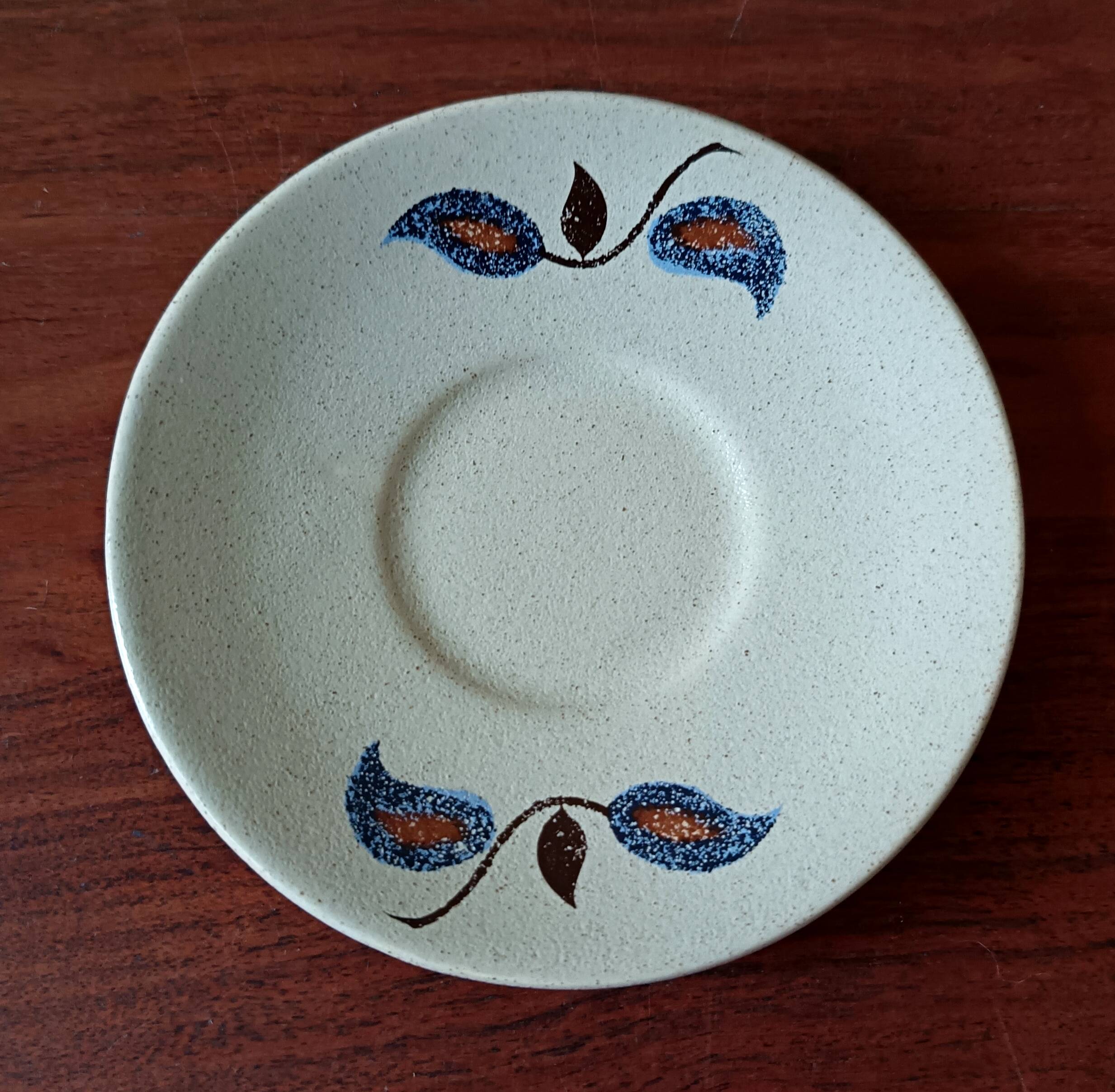 Vintage floral pattern stoneware coffee set, Saint-Amand Sologne earthenware