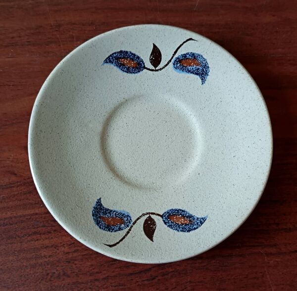 Service à café grès motif floral vintage , faïence de Saint-Amand Sologne