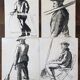 Tableau Lot de 4 encres originales (milieu XX°) signées Boisselet