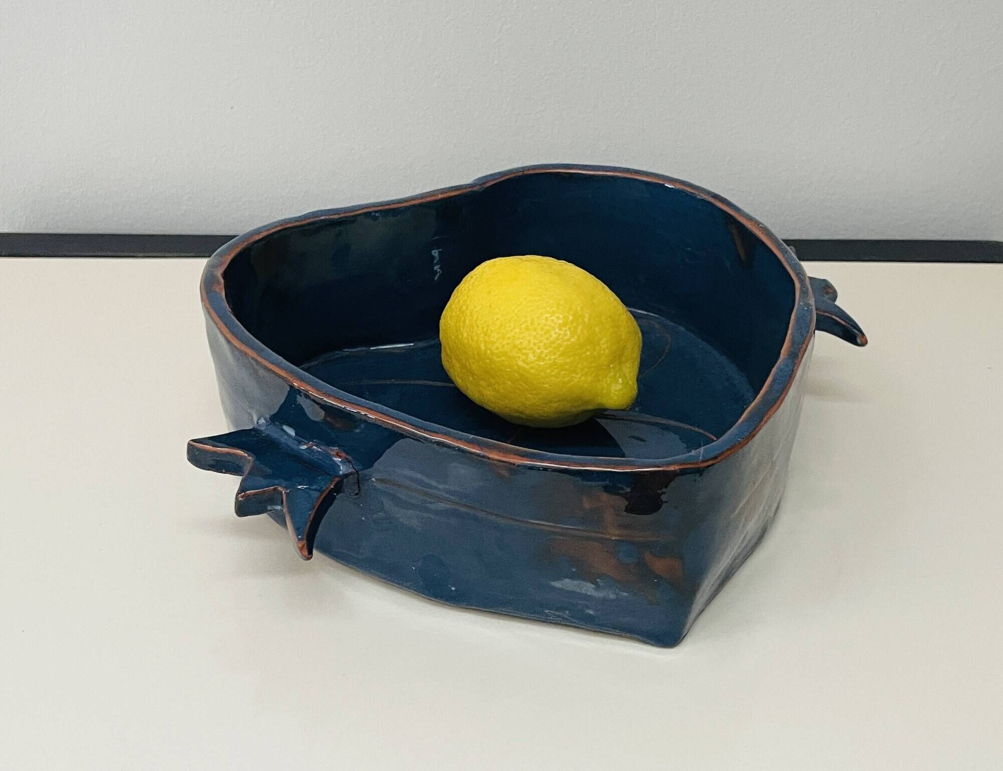 Small "Heart" dish or large blue glazed ceramic catchall.