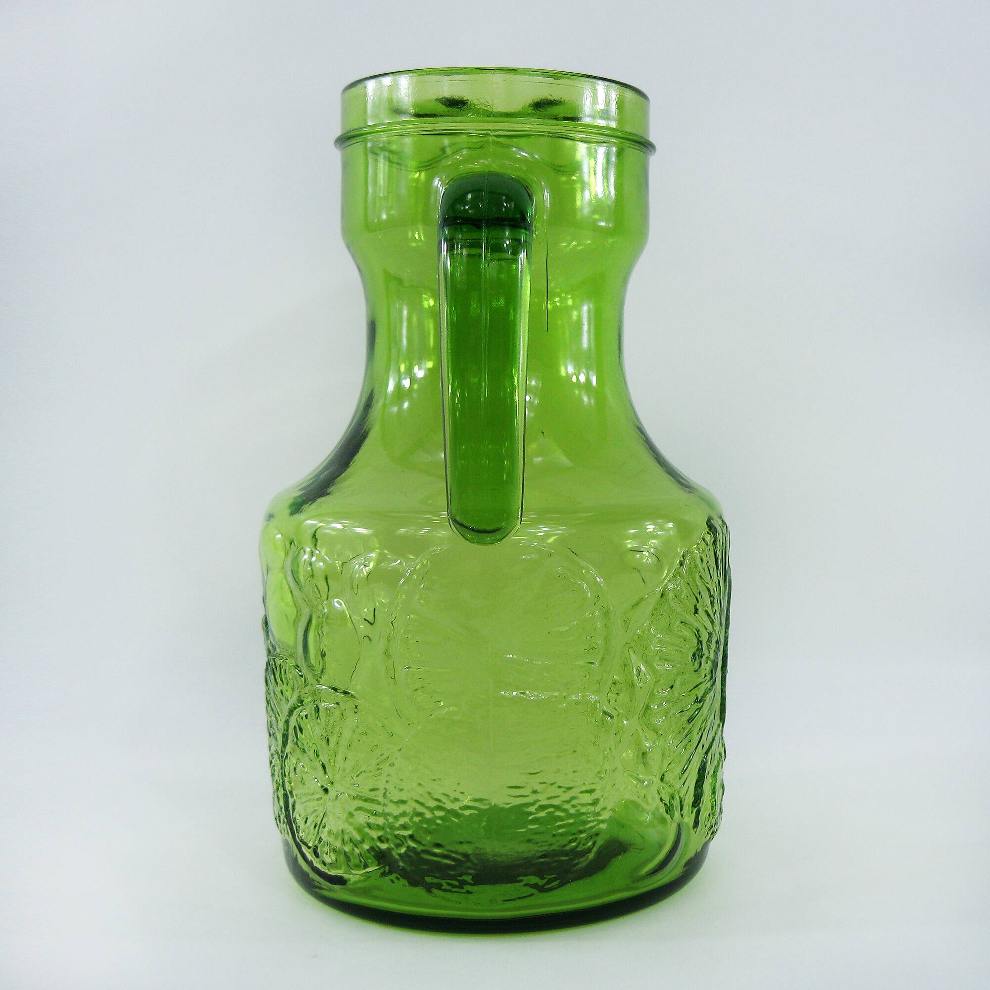 Green molded glass pitcher - Bormioli Fidenza made in Italy - vintage 60's