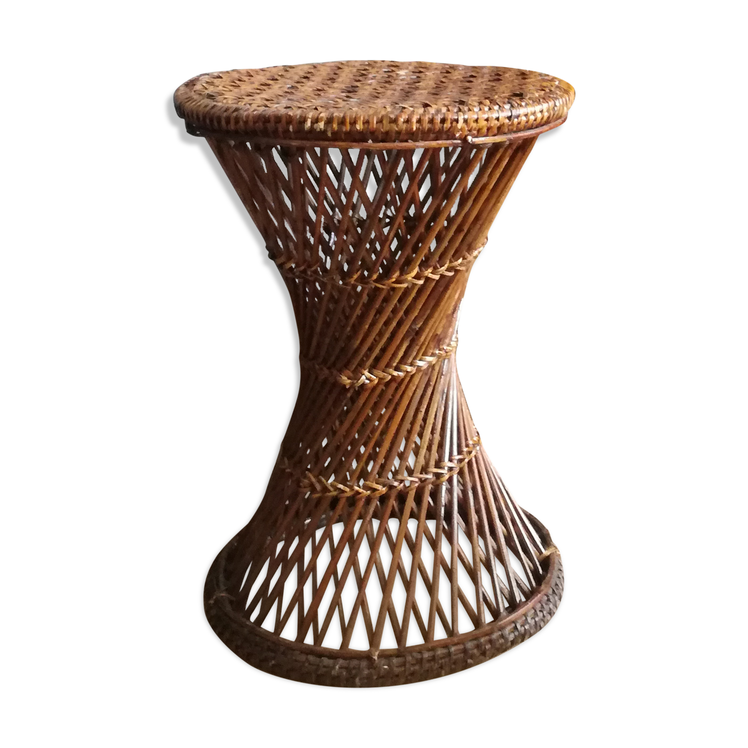 Diabolo model vintage rattan stool