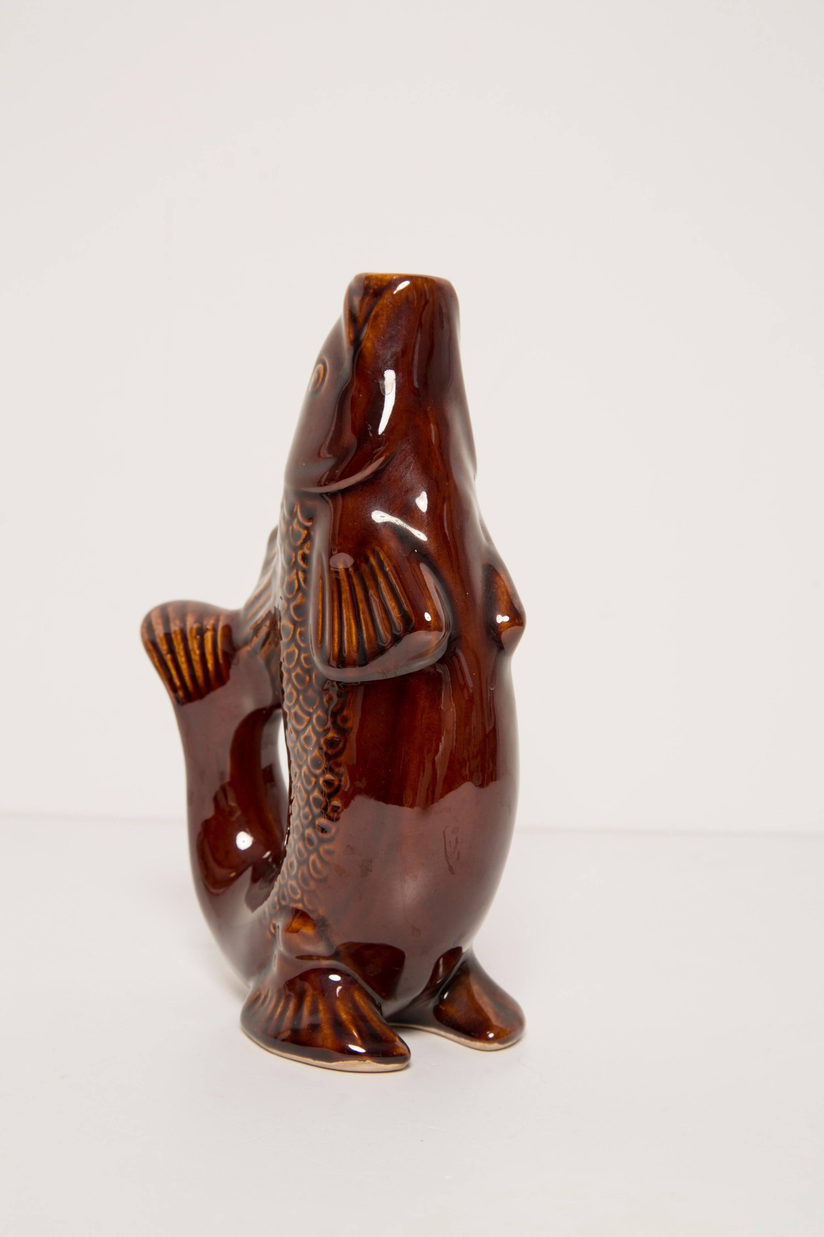 Set de 7 poissons en verre brun, Europe, 1960s