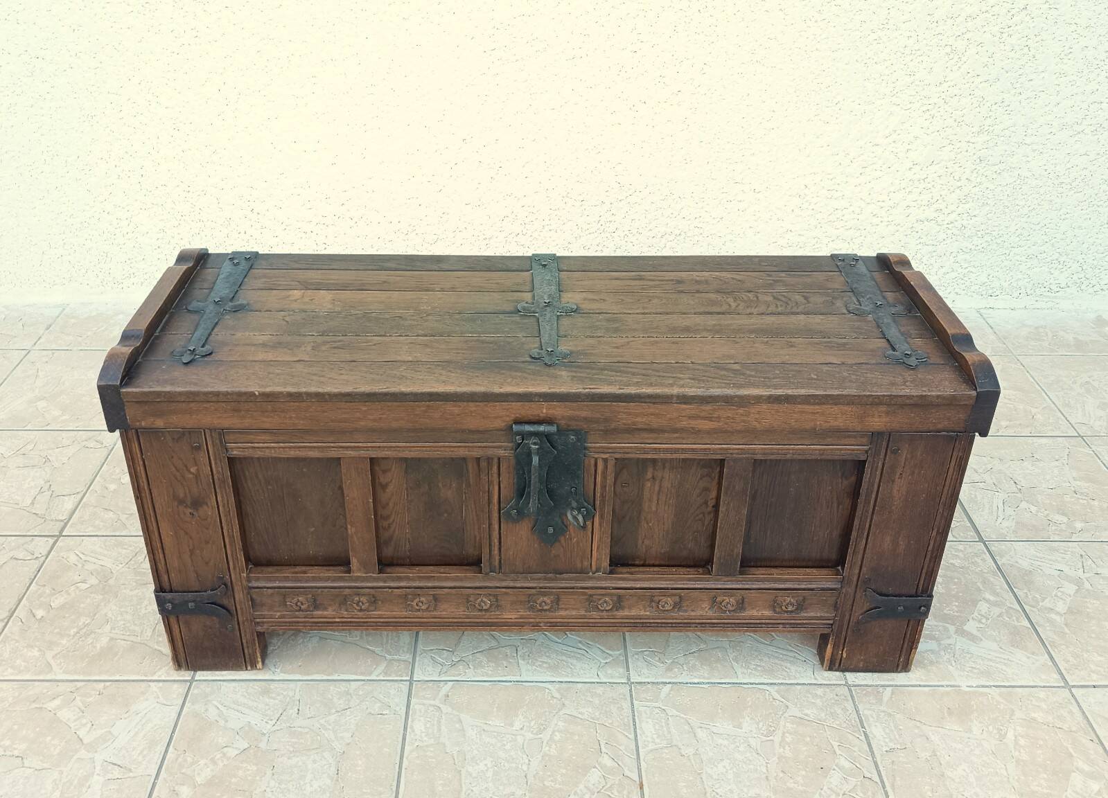 Rustic solid oak chest