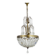 Chandelier, crown ceiling light in brass, 3 levels, 1 light, water drop pendants. 70s
