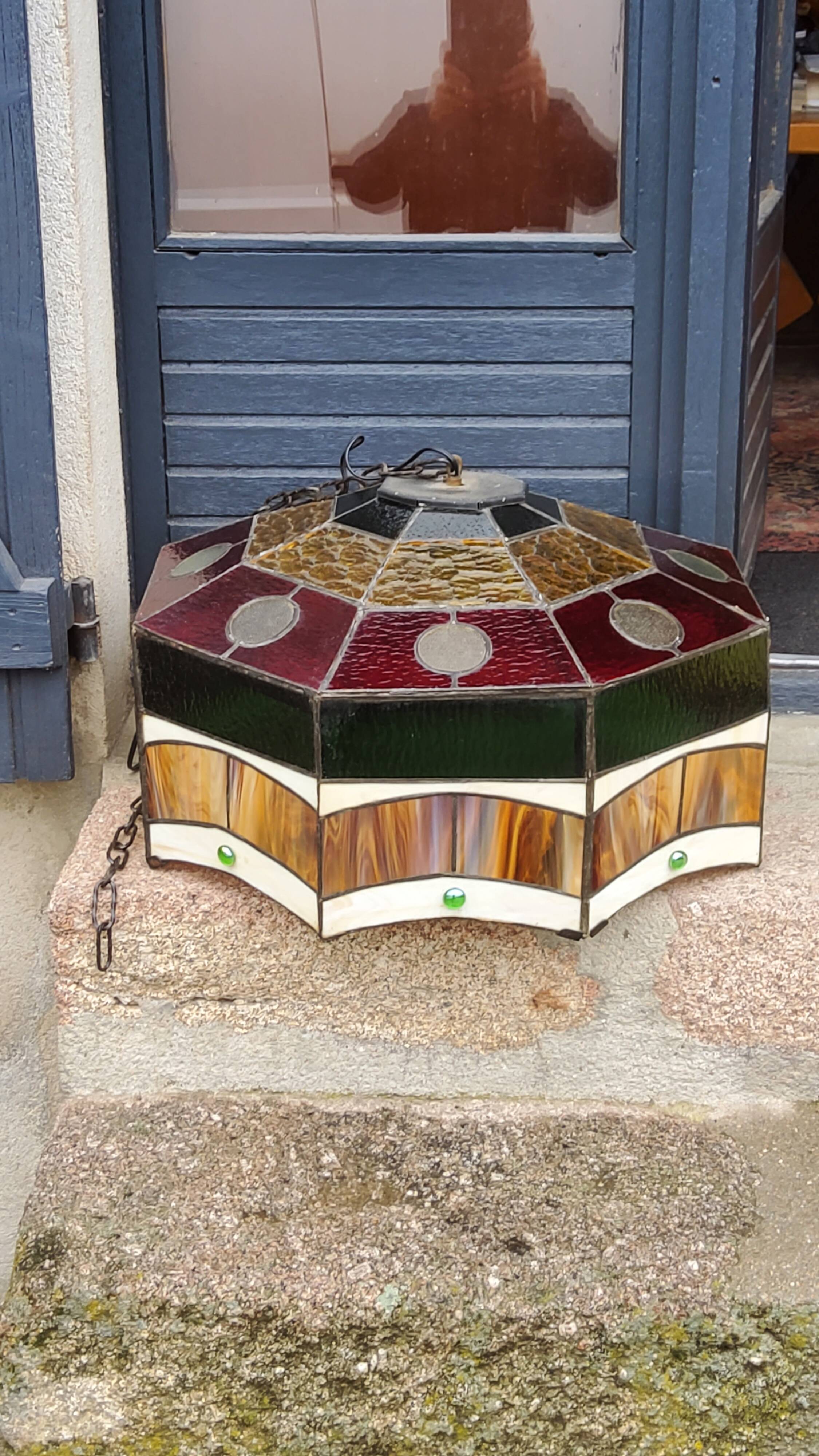 Art style stained glass suspension, diameter 58cm