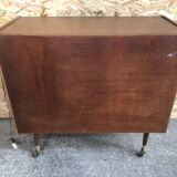 Meuble hifi prinz bois avec porte intérieur capitonné & verre audio vintage