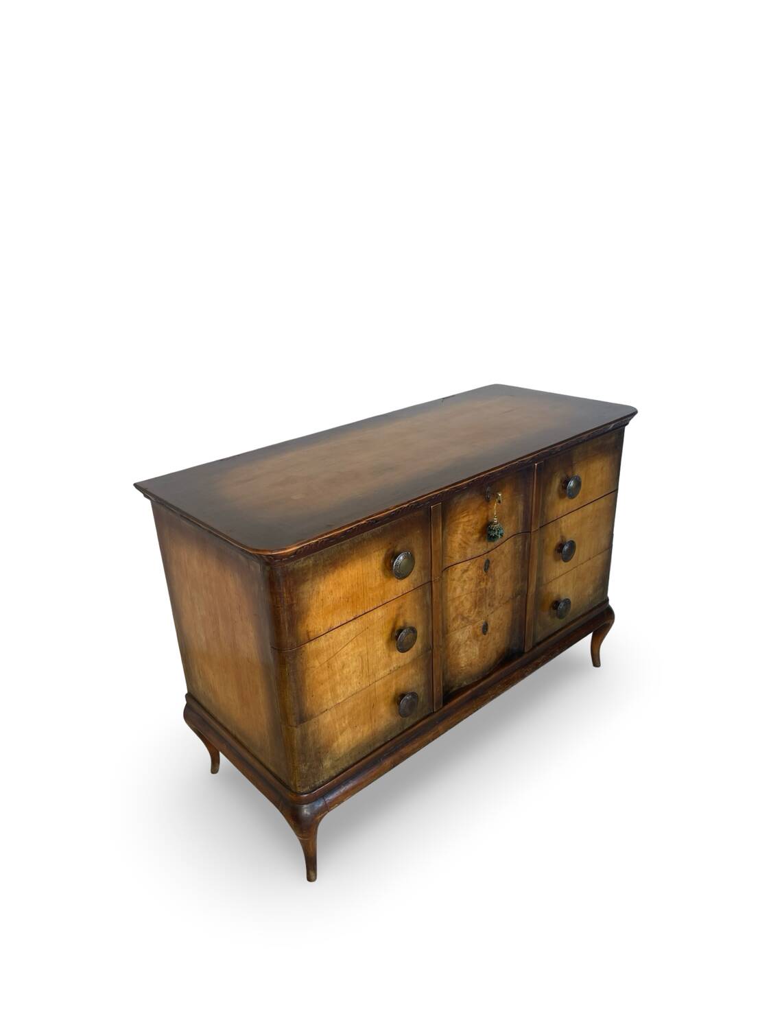 Commode italienne en placage et bois massif de noyer, années 1940-1950