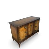 Commode italienne en placage et bois massif de noyer, années 1940-1950