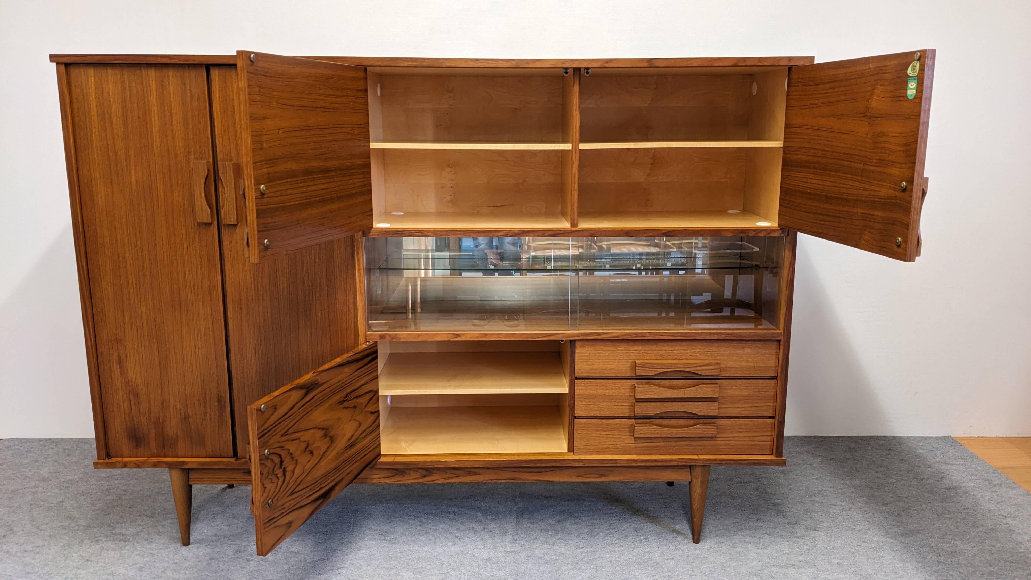 Buffet or high modernist sideboard in teak, France circa 1960.
